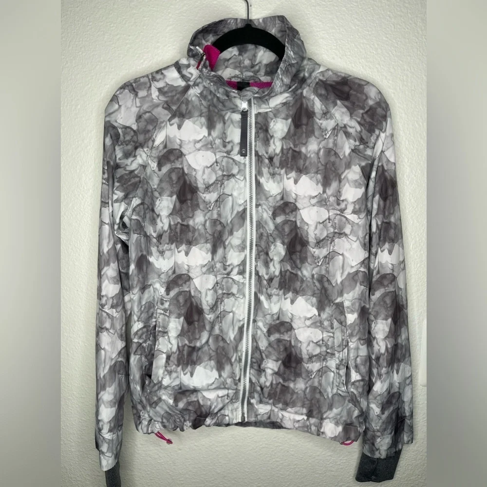 Mondetta Womens Lightweight Watercolor Gray Running Jacket Windbreaker Sz Small